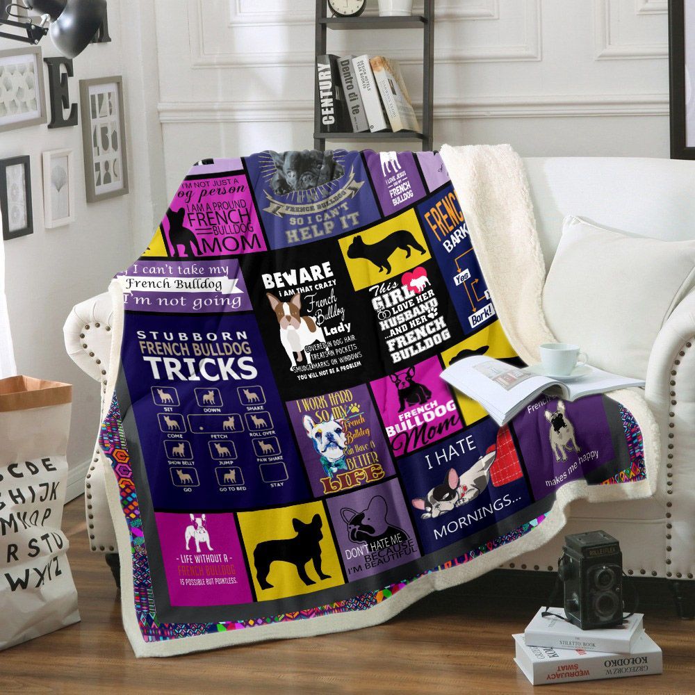 French Bulldog Sherpa Fleece Blanket