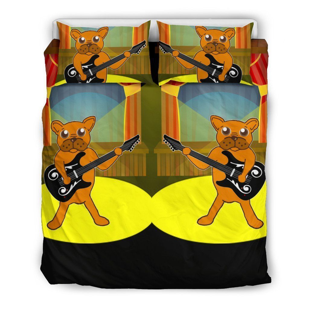 French Bulldog Guitarist Band Member Musician Bedding Set