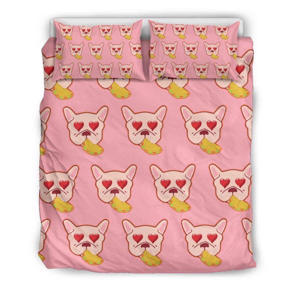 French Bulldog Head Eating Taco Lover Bedding Set