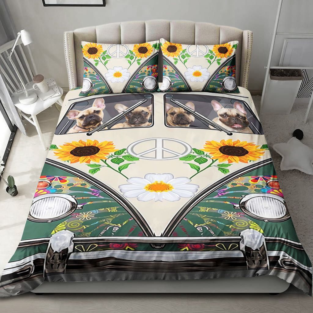 French Bulldog Hippie Vans Butterfly Bedding Set