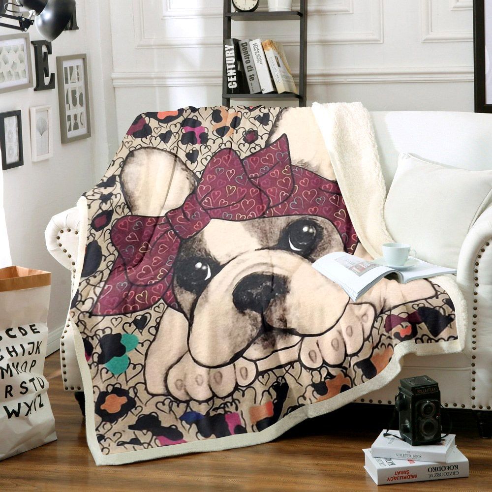 French Bulldog Sherpa Fleece Blanket