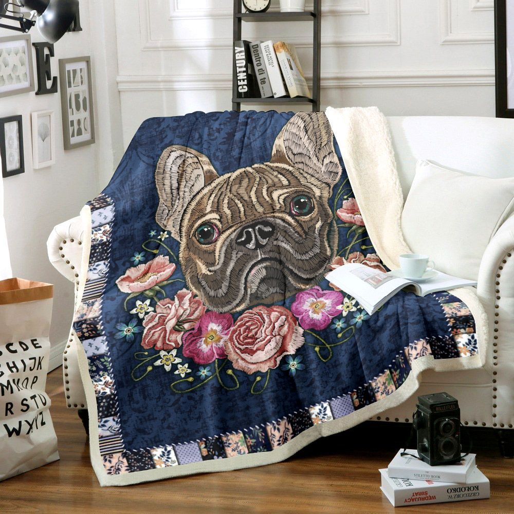 French Bulldog Sherpa Fleece Blanket
