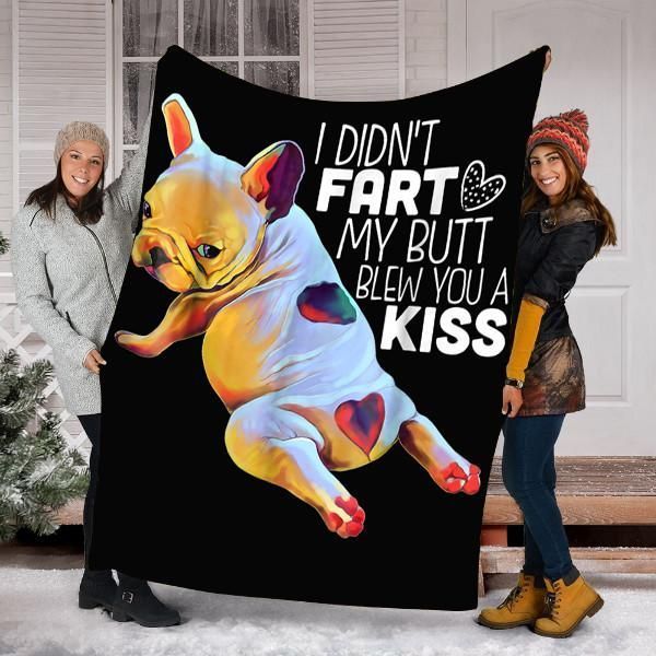 French Bulldog Kiss Me Sherpa Fleece Blanket
