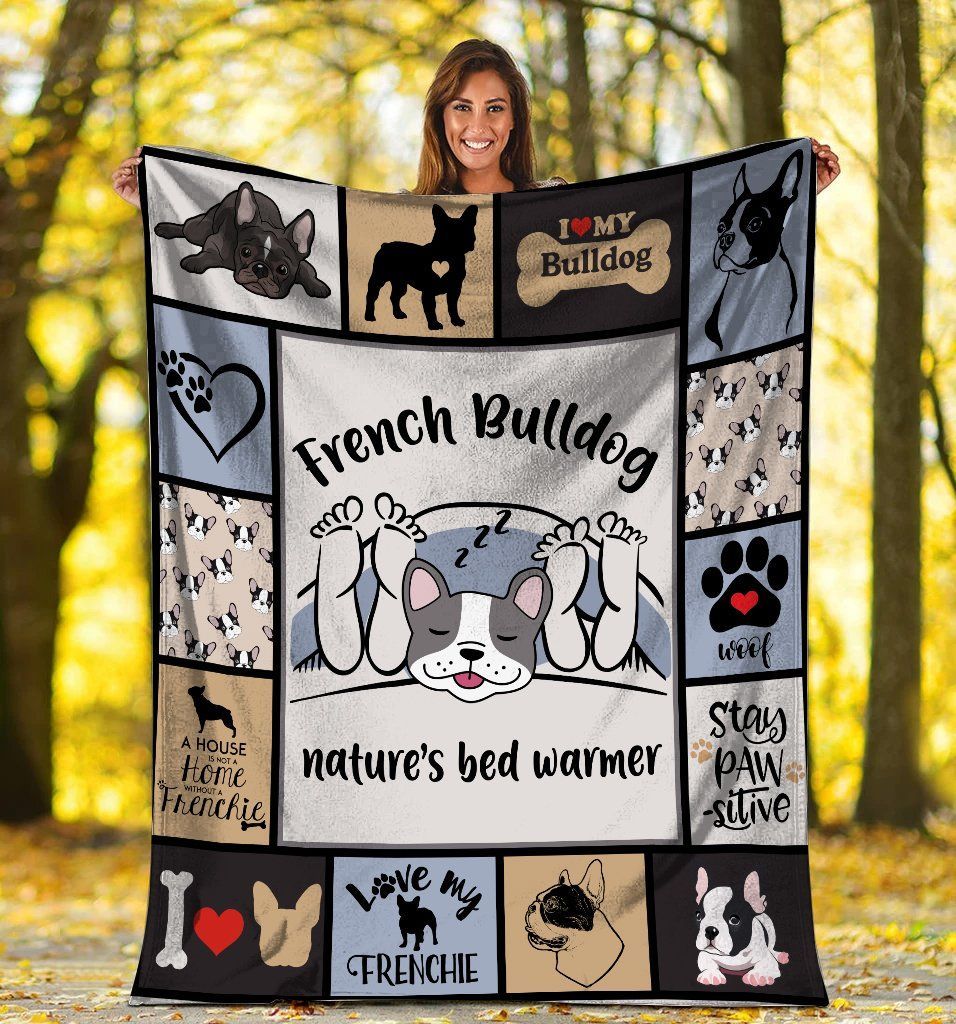 French Bulldog Nature’s Warmer French Bulldog Dog Sherpa Fleece Blanket