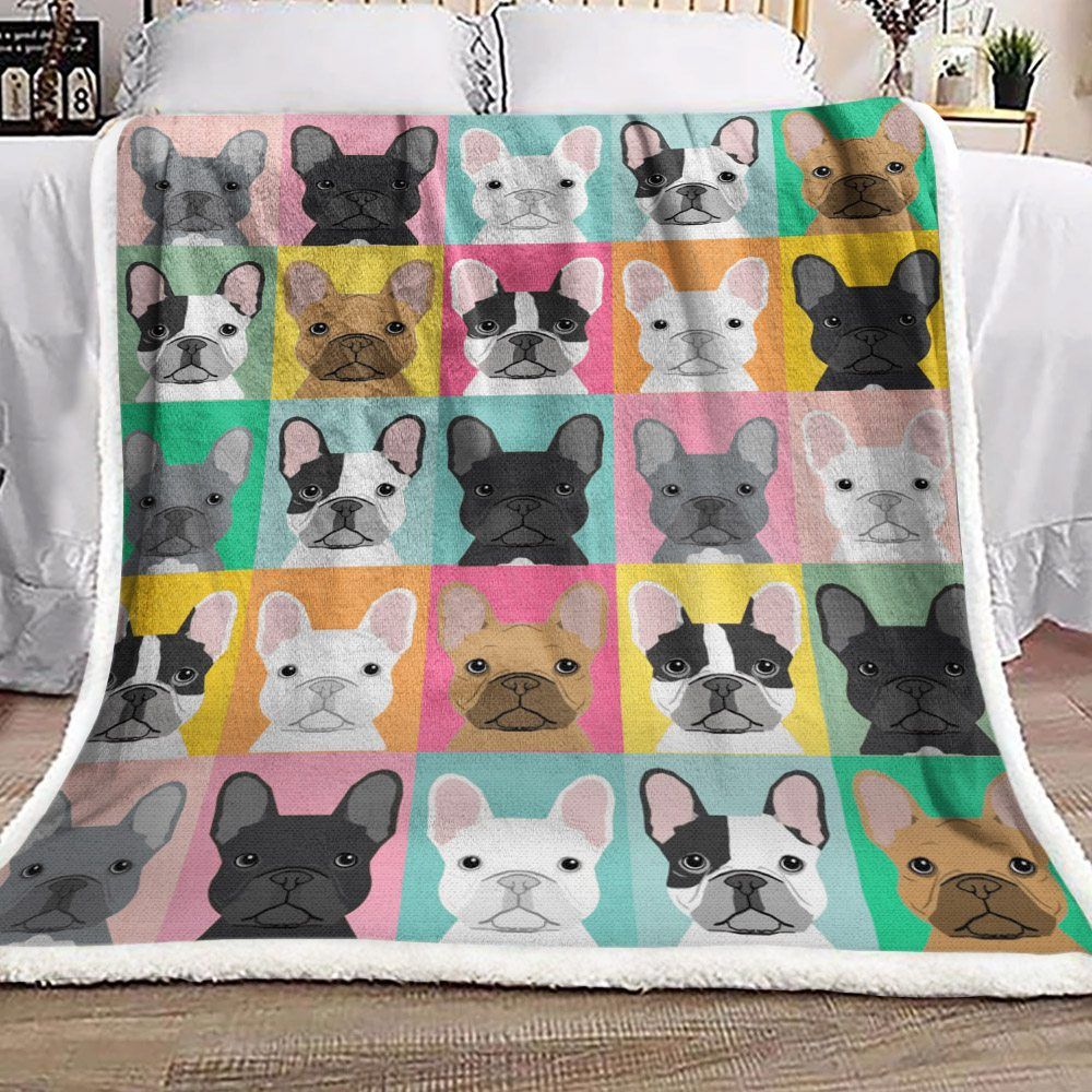 French Bulldog Sherpa Fleece Blanket