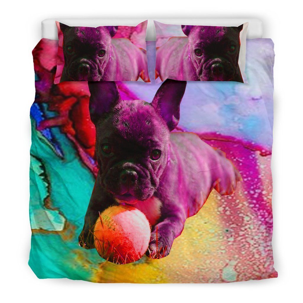 French Bulldog Pink Colorful Puppy Bedding Set