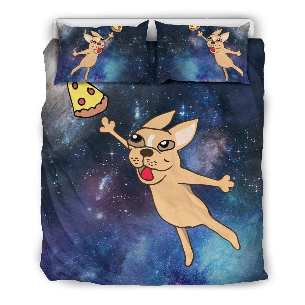 French Bulldog Pizza In Space Galaxy Bedding Set