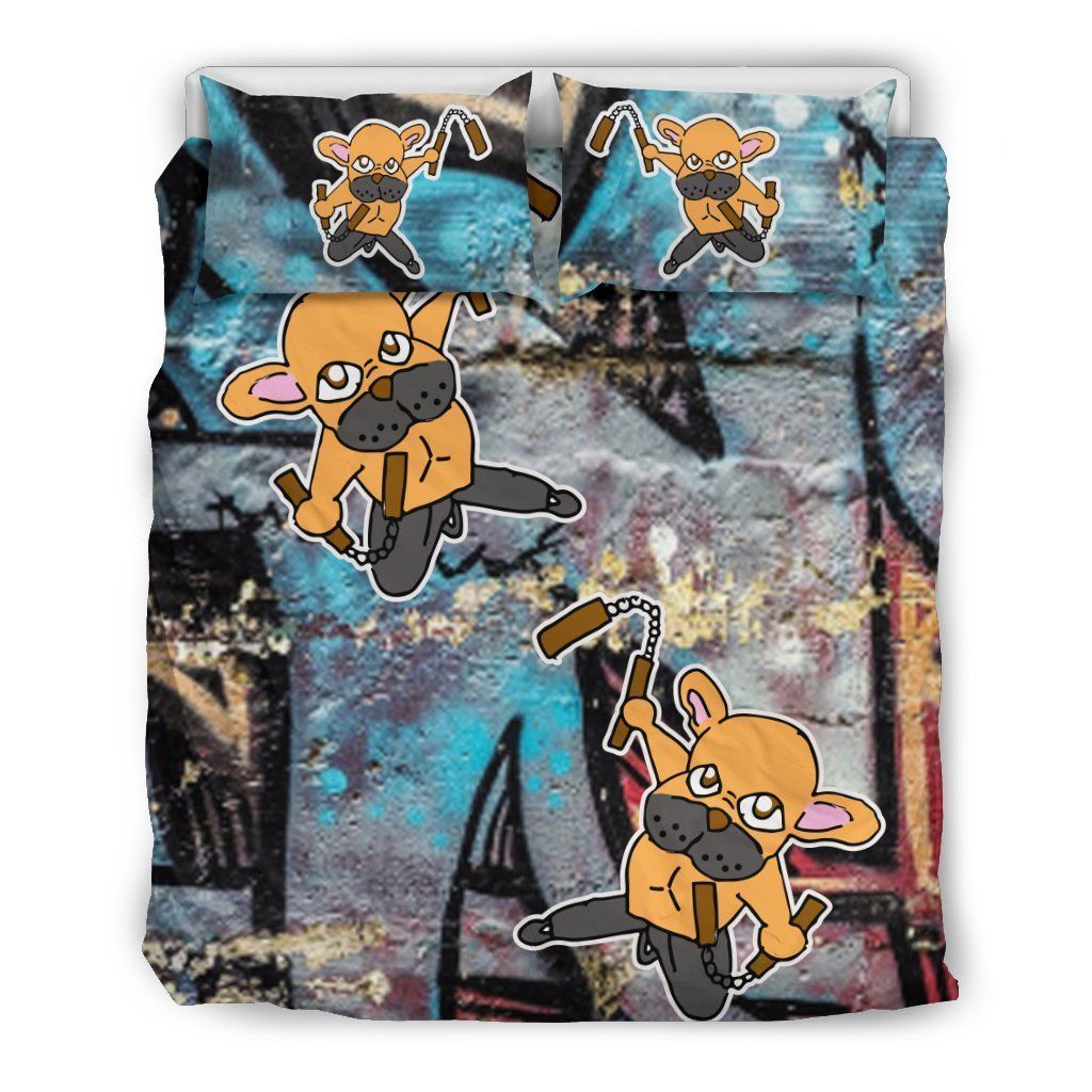 French Bulldog Playing Train Nunchaku Bedding Set