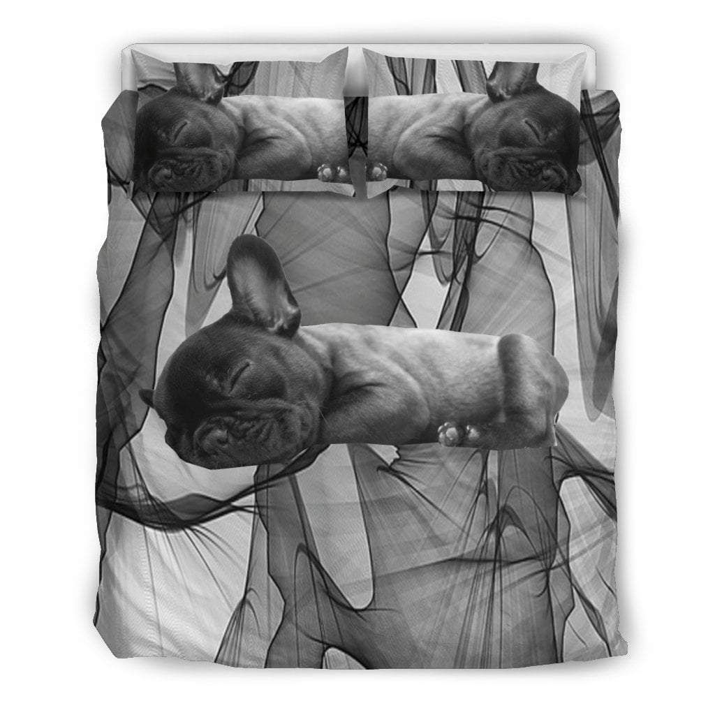 French Bulldog Puppy Cute Sleeping Black And White Bedding Set
