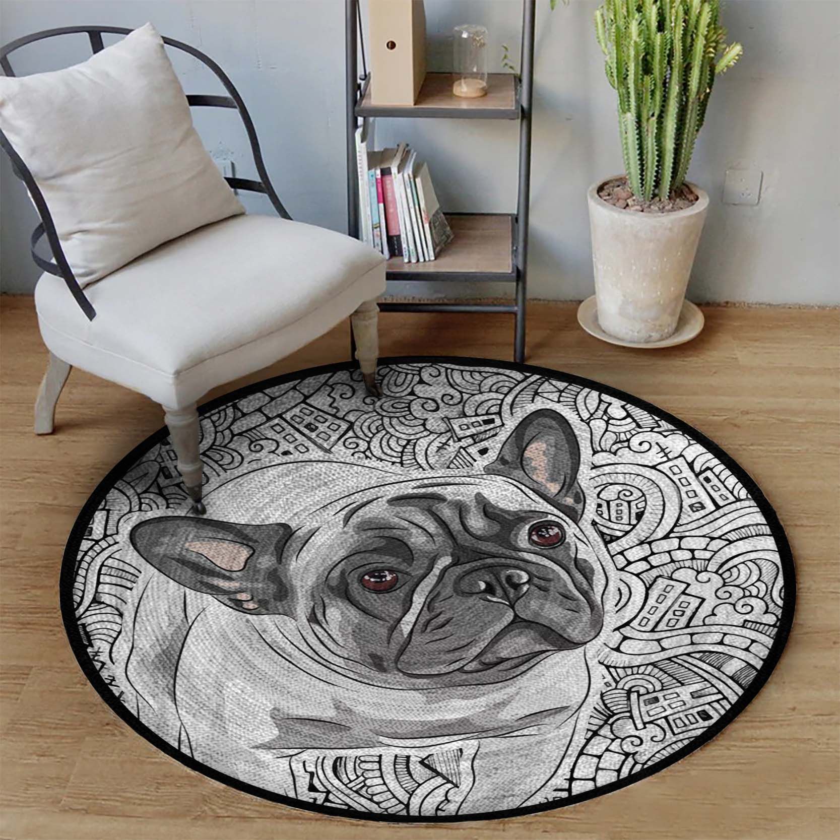 French Bulldog Round Carpet