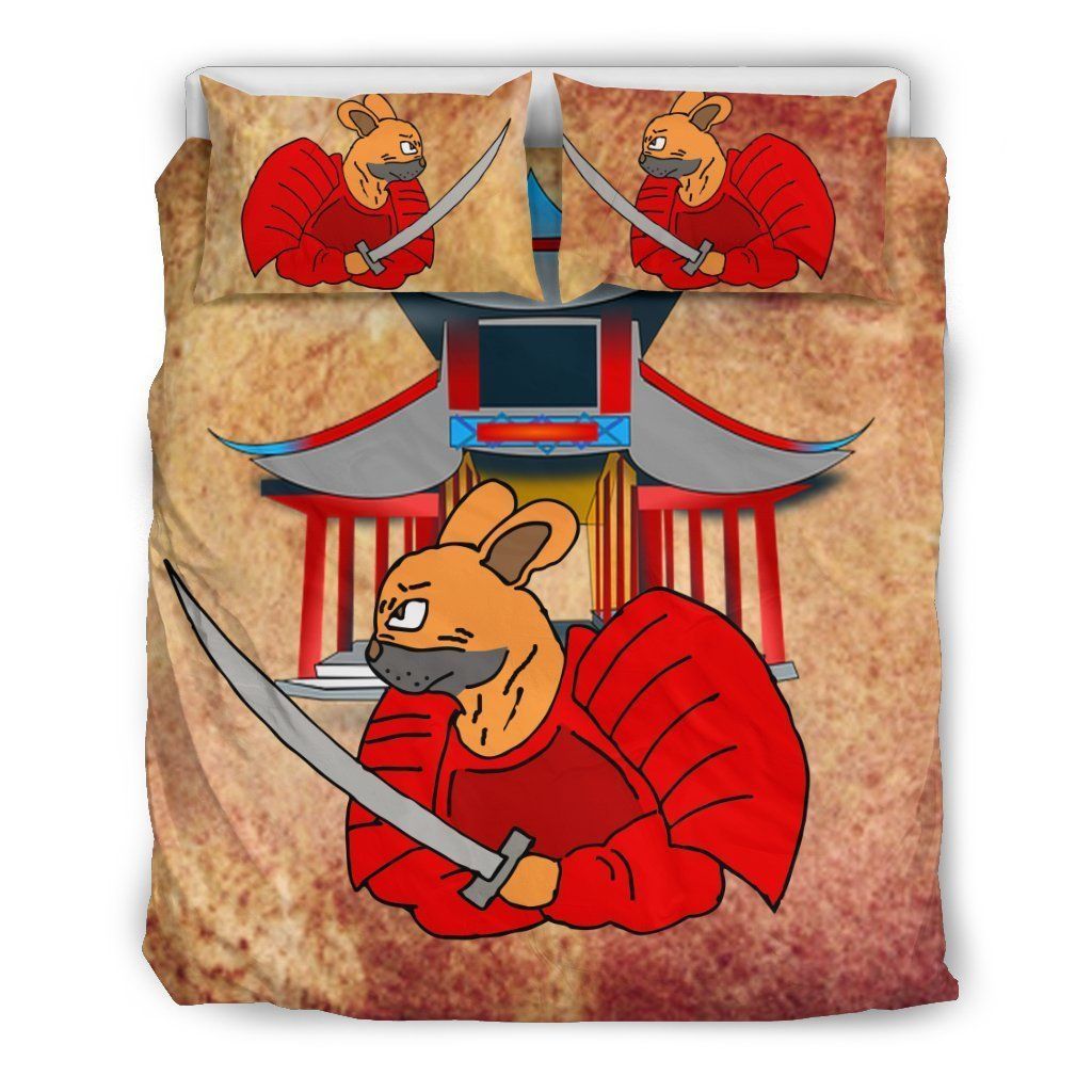 French Bulldog Samurai Style With Temple Bedding Set
