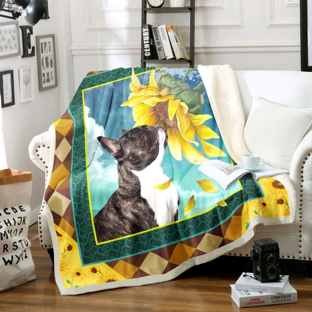 French Bulldog Sunflower Sherpa Fleece