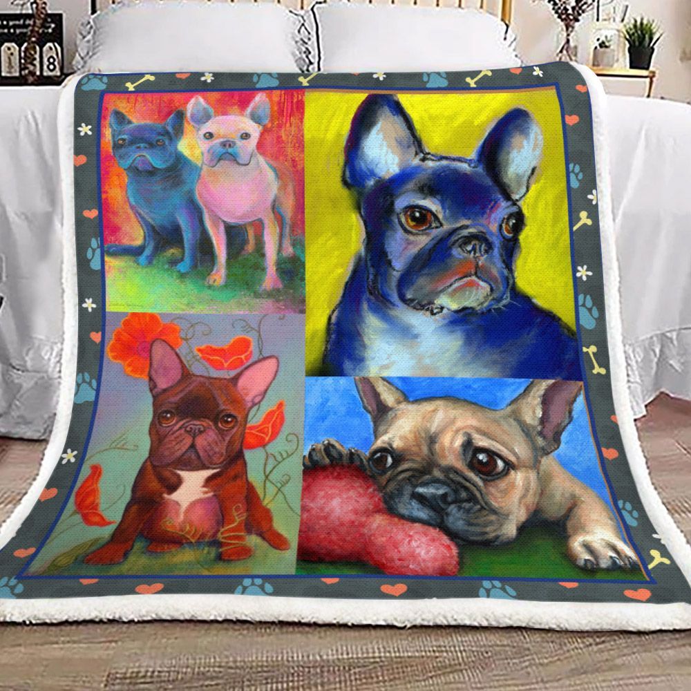 French Bulldog Sherpa Fleece Blanket