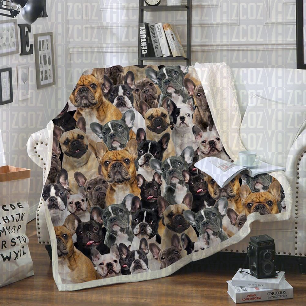 French Bulldogs Sherpa Fleece Blanket