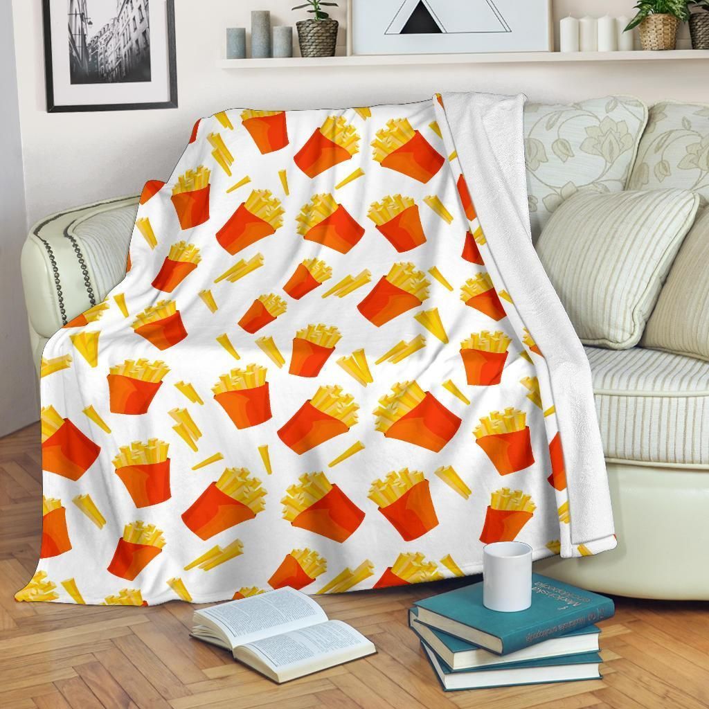 French Fries Pattern Sherpa Fleece Blanket