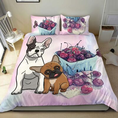 FRENCHIE BEIGE BEDDING CHERRY