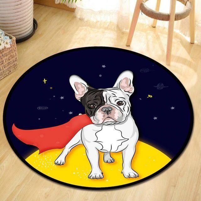 Frenchie Bulldog Round Carpet