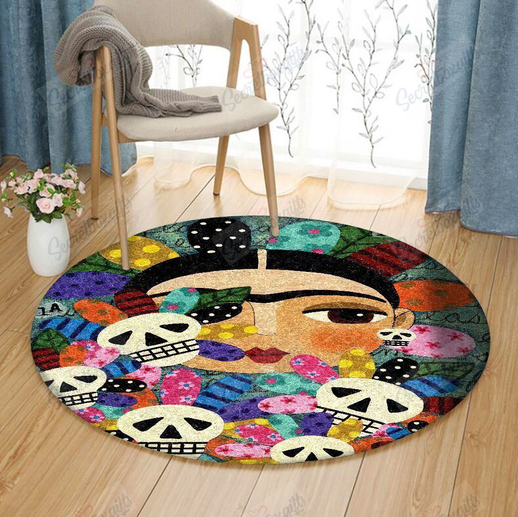 Frida Kahlo Of The Dead Round Carpet