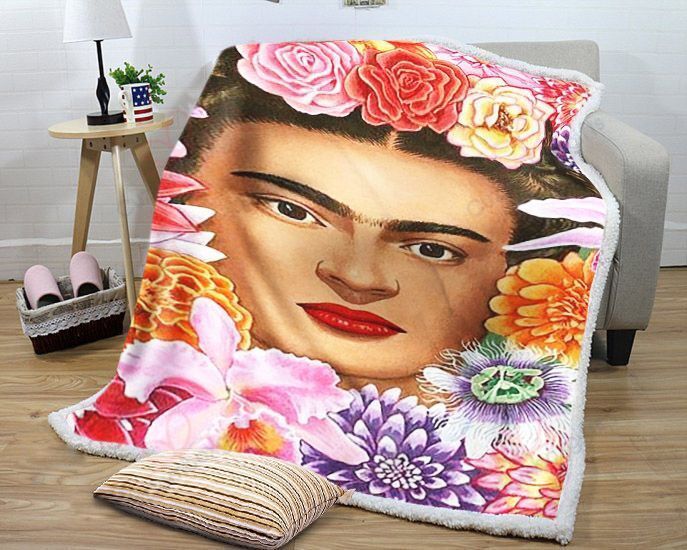 Frida Kahlo World Sherpa Fleece Blanket