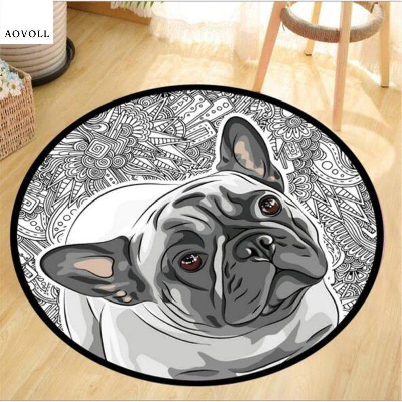 Frienchie Bulldog Round Carpet