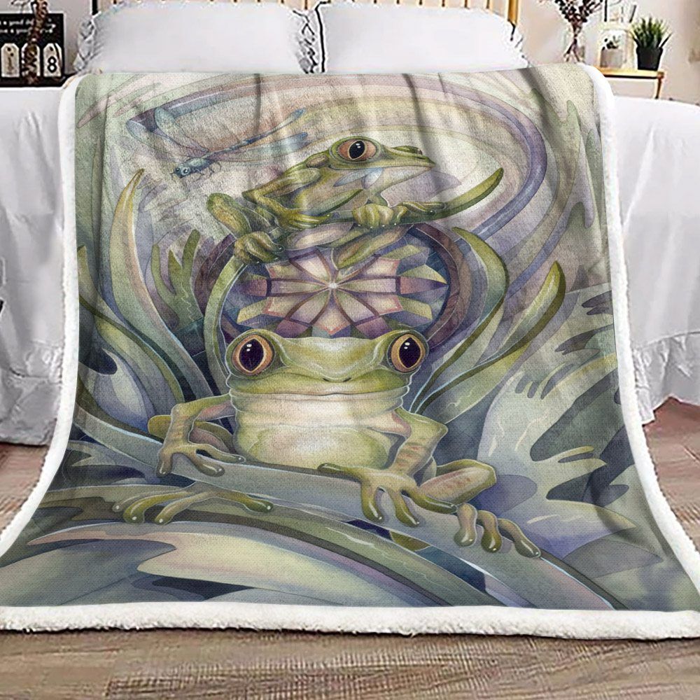 Frog And Dragonfly Sherpa Fleece Blanket