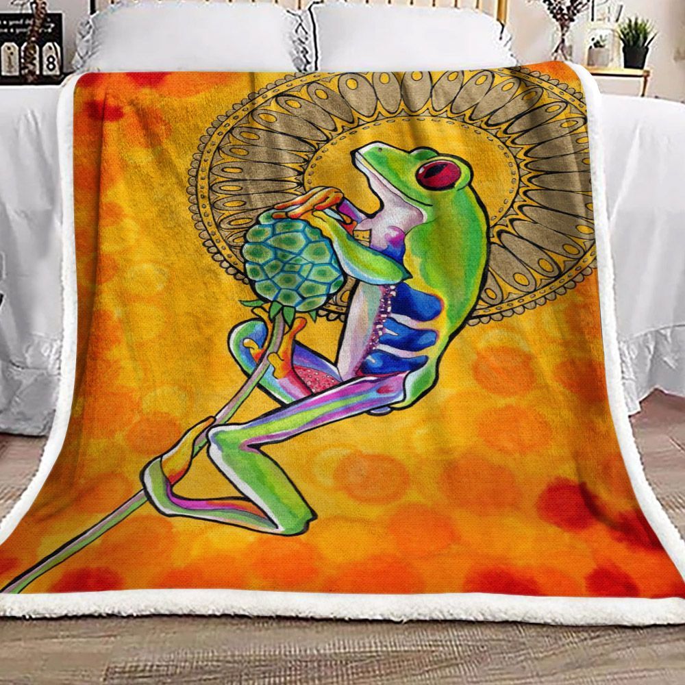 Frog Sherpa Fleece Blanket