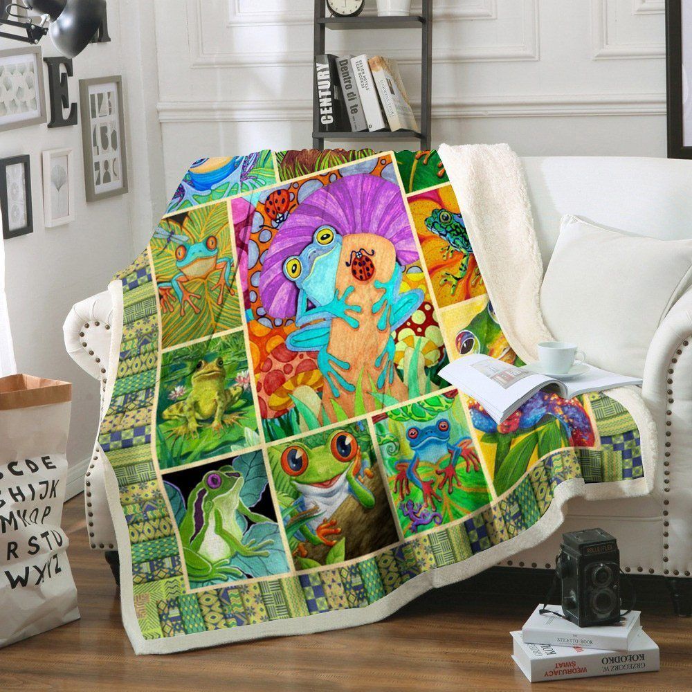 Frog Sherpa Fleece Blanket