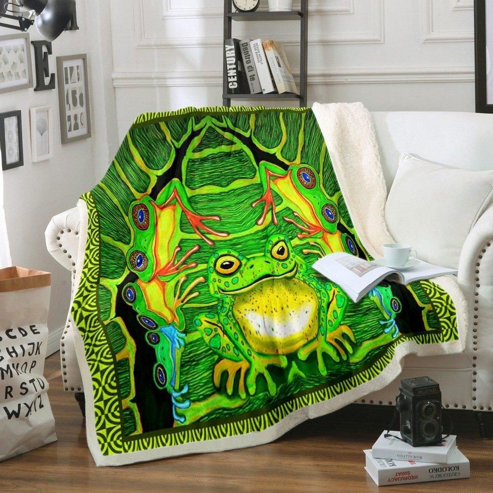 Frog Sherpa Fleece Blanket