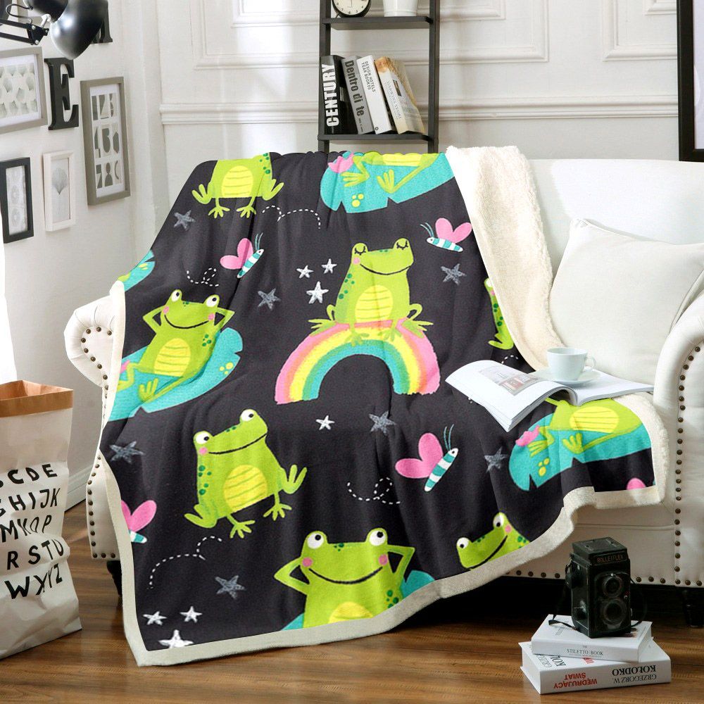 Frog Cute Sherpa Fleece Blanket