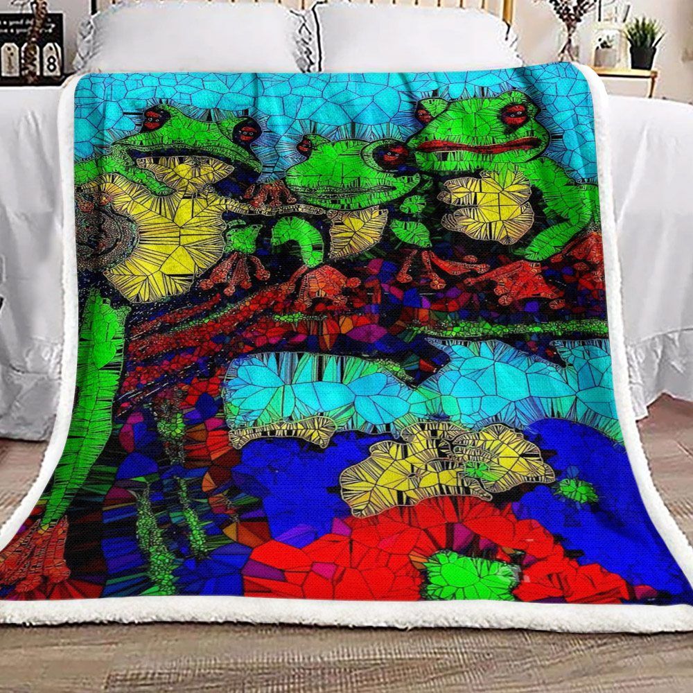 Frog Family Glass Mosaic Sherpa Fleece Blanket