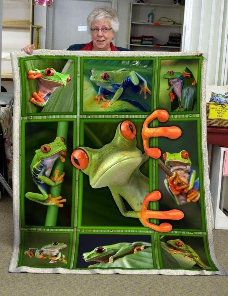 Frog Sherpa Fleece Blanket