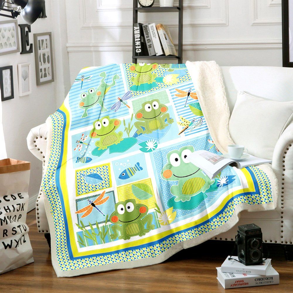 Frog Sherpa Fleece Blanket