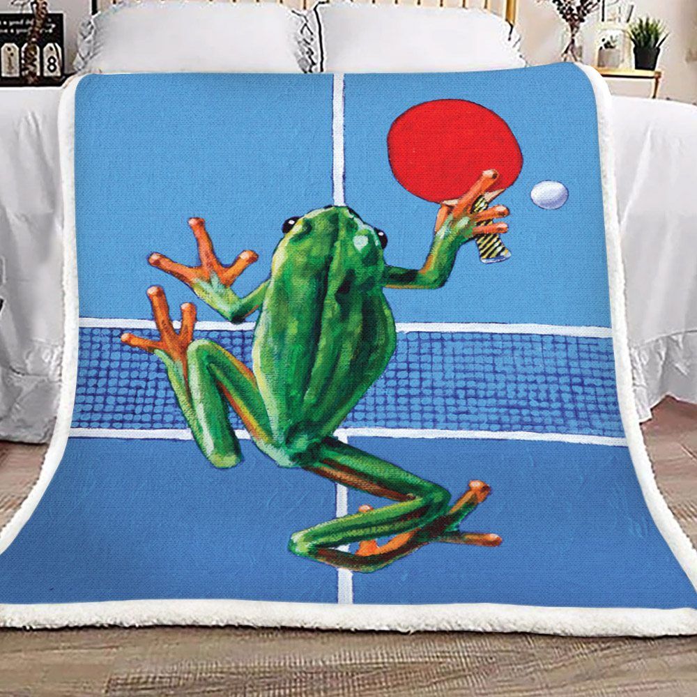 Frog Playing Ping Pong Sherpa Fleece