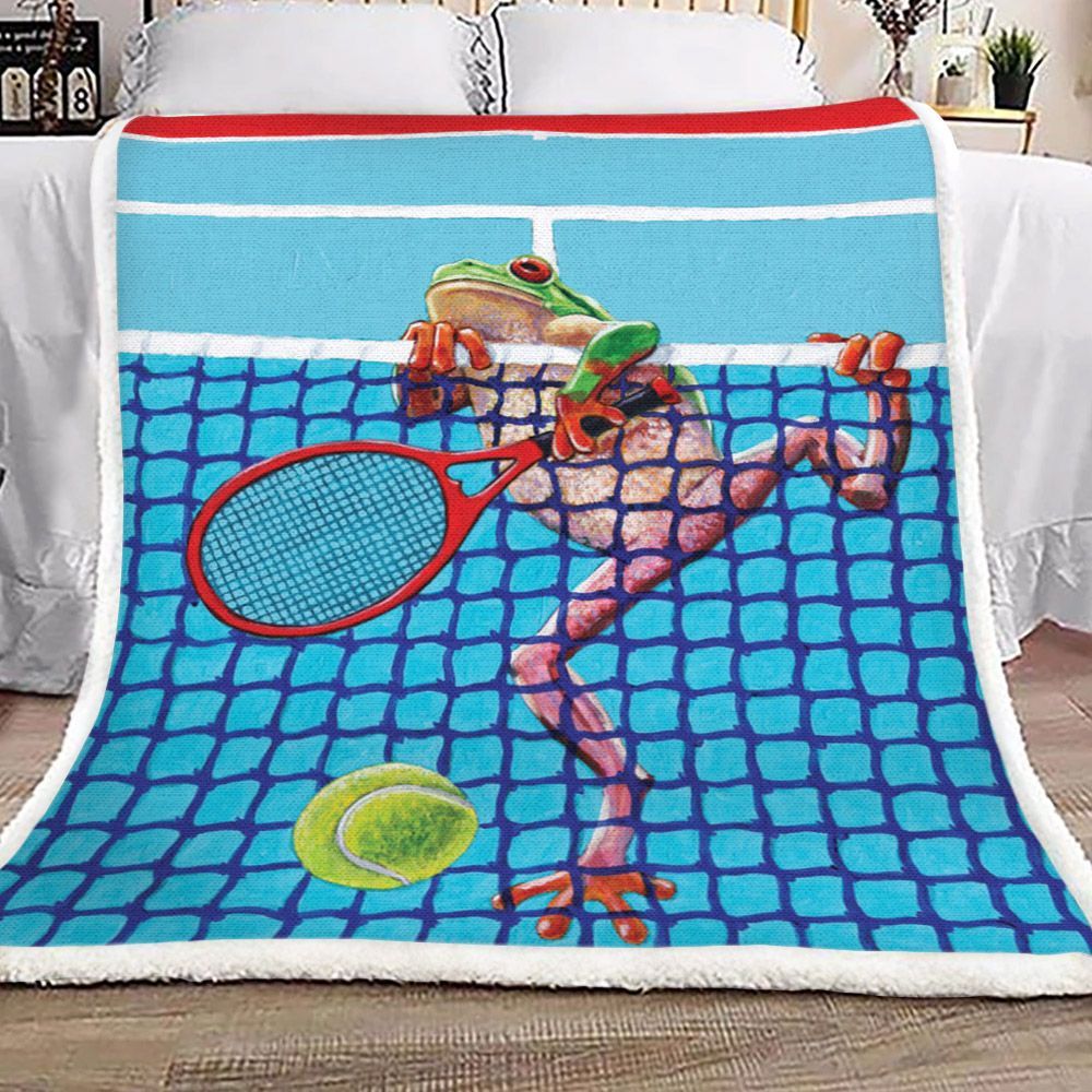 Frog Tennis Sherpa Fleece Blanket