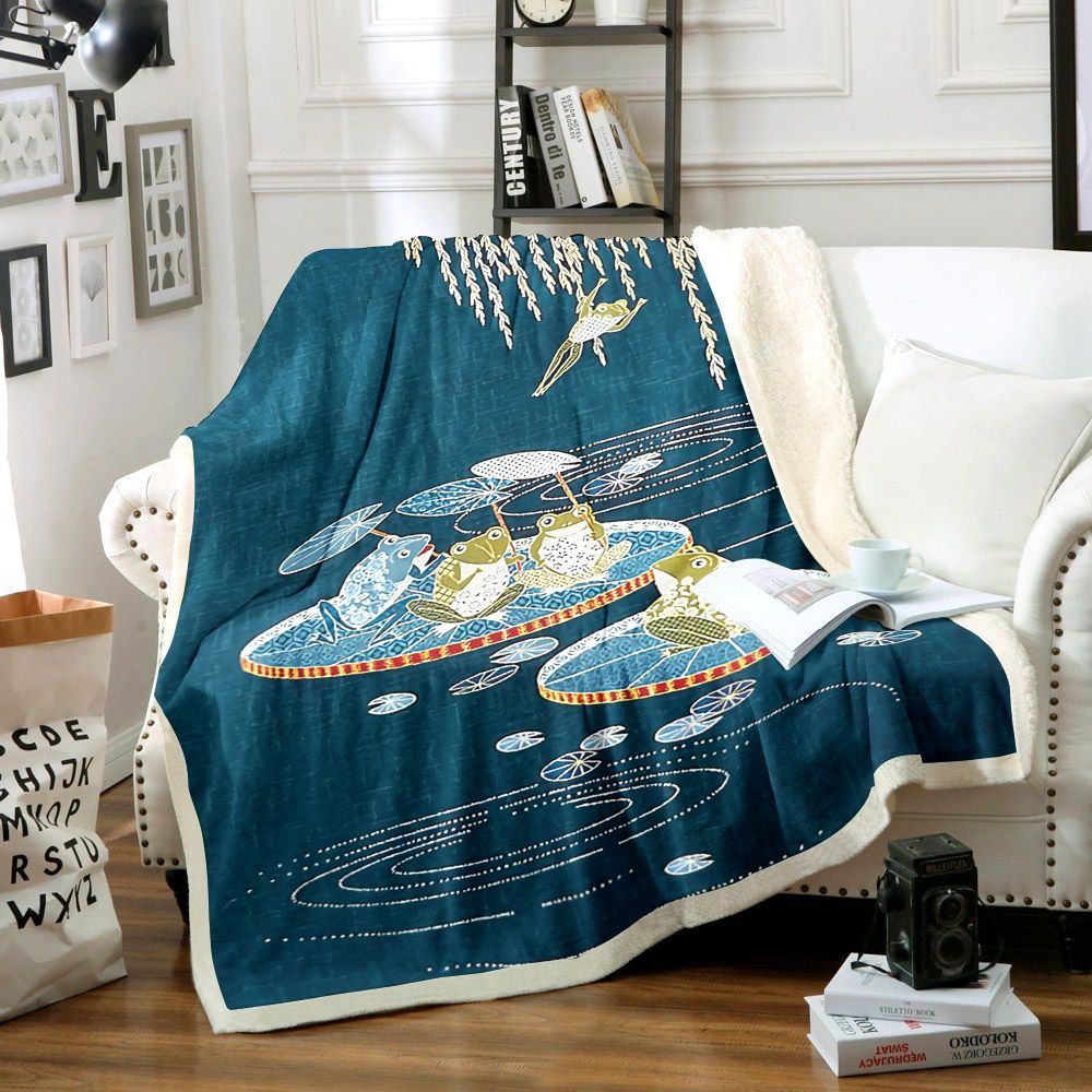 Frog Sherpa Fleece Blanket