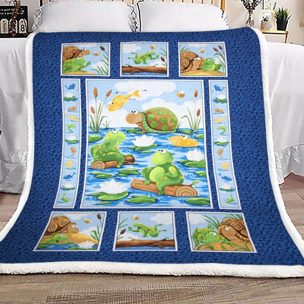 Frog Turtle Sherpa Fleece Blanket