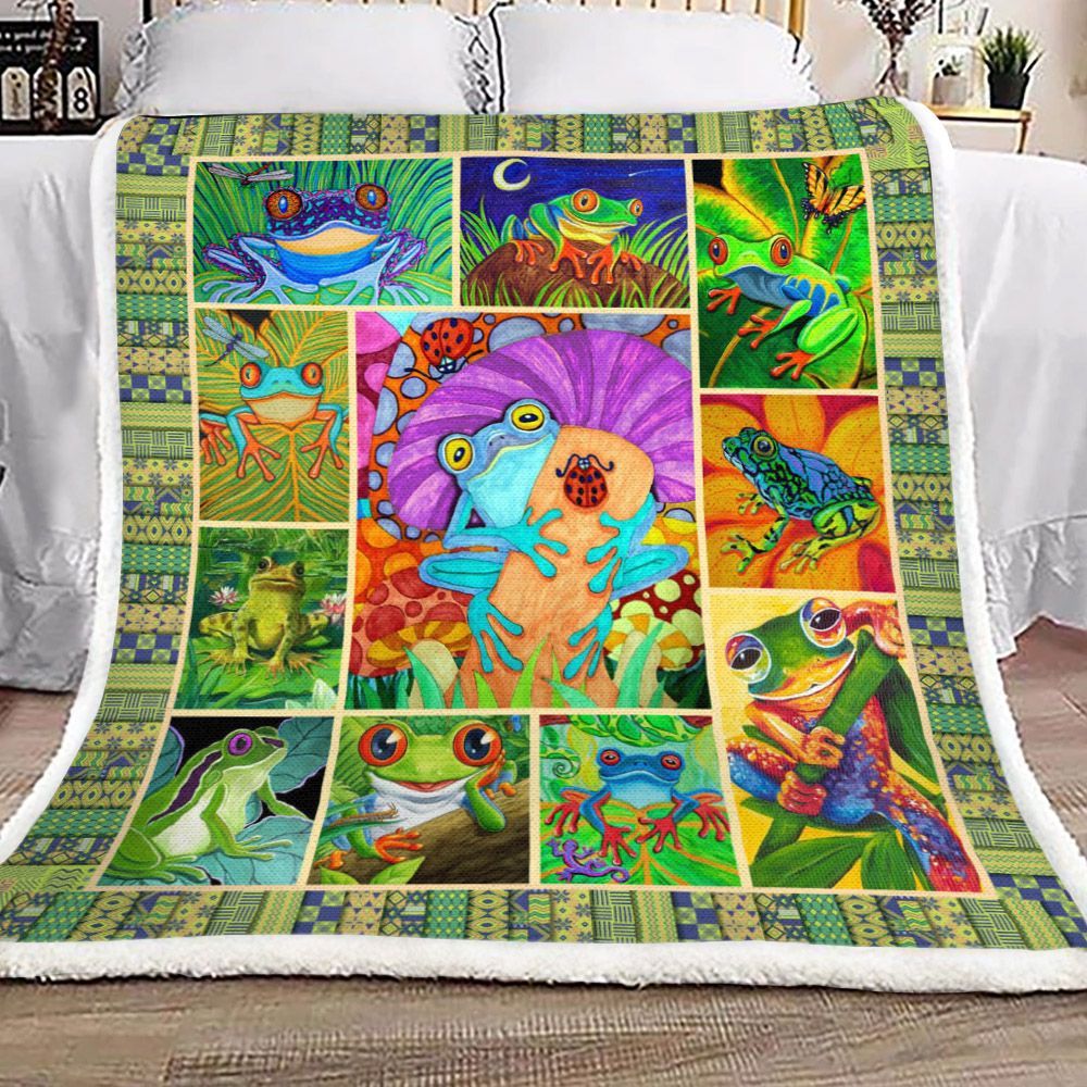 Frog Sherpa Fleece Blanket