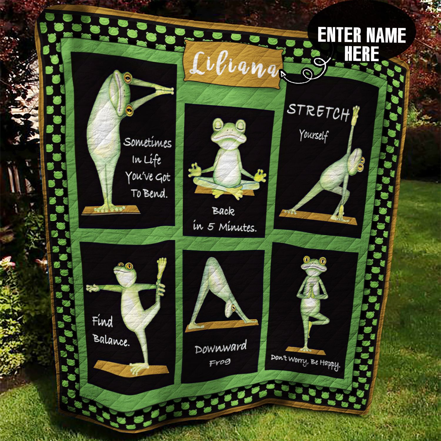 Frog Yoga Personalized Quilt Blanket DTH120603HD