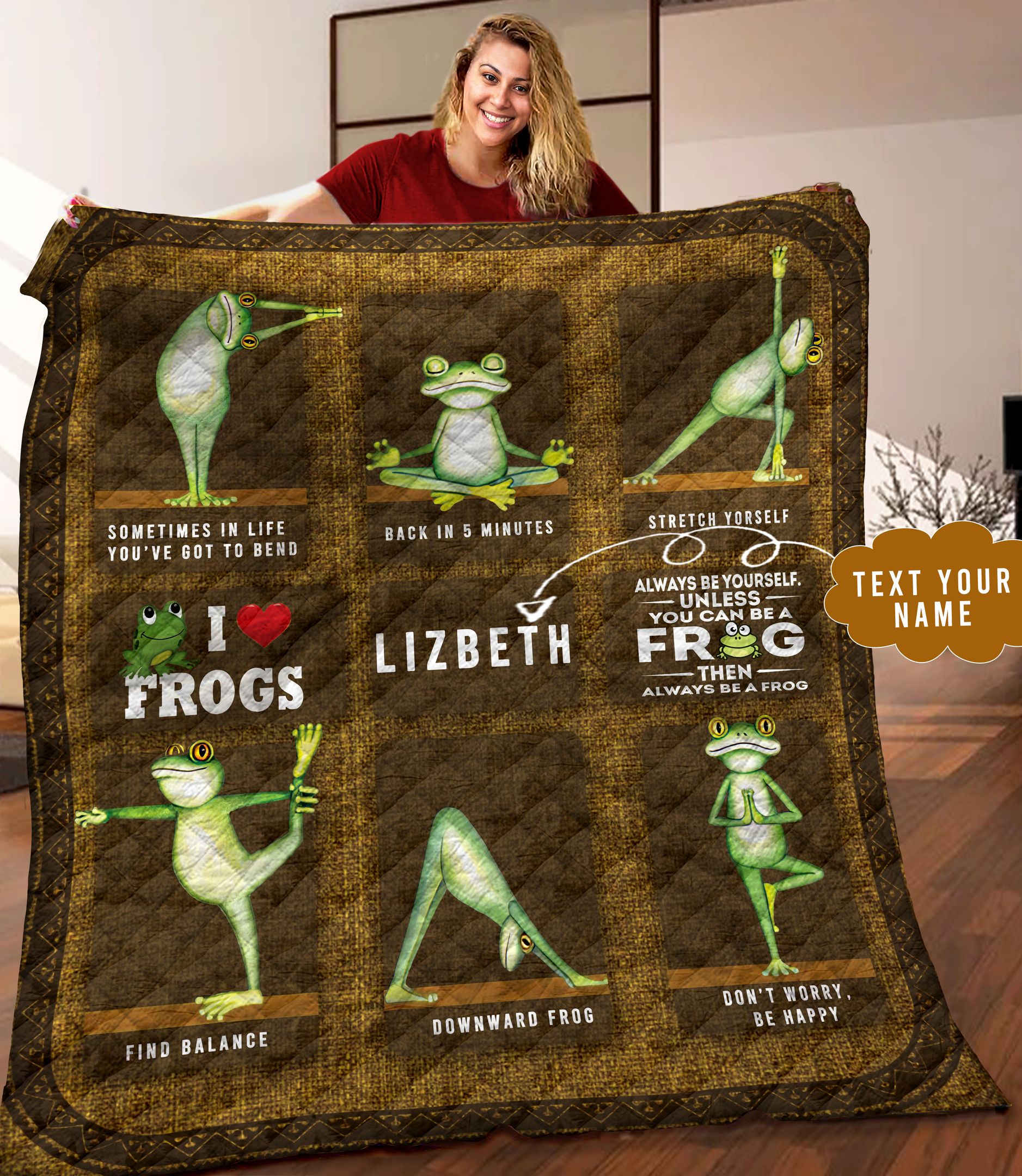 Frog Yoga Personalized Quilt Blanket DTH120604HD