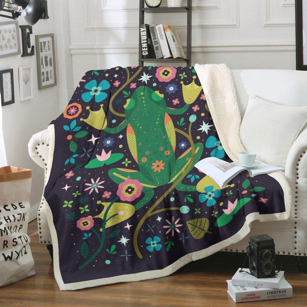 Frogs Sherpa Fleece Blanket
