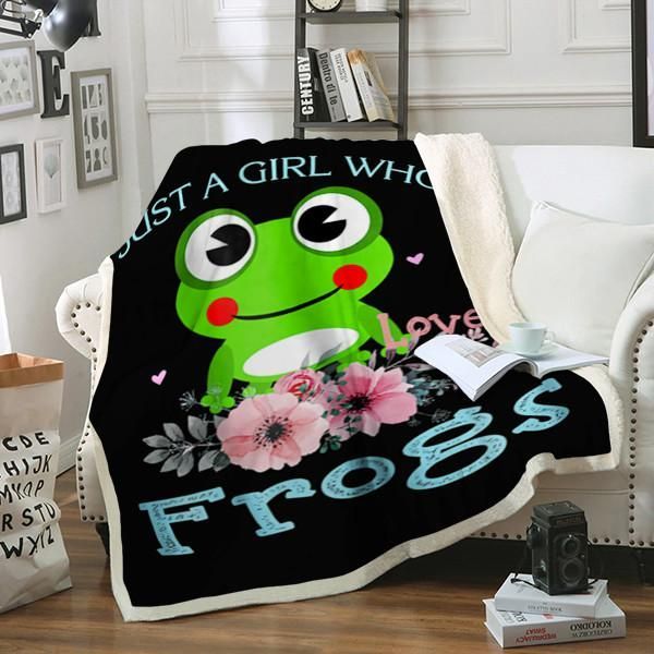 Frogs Just A Girl Sherpa Fleece Blanket