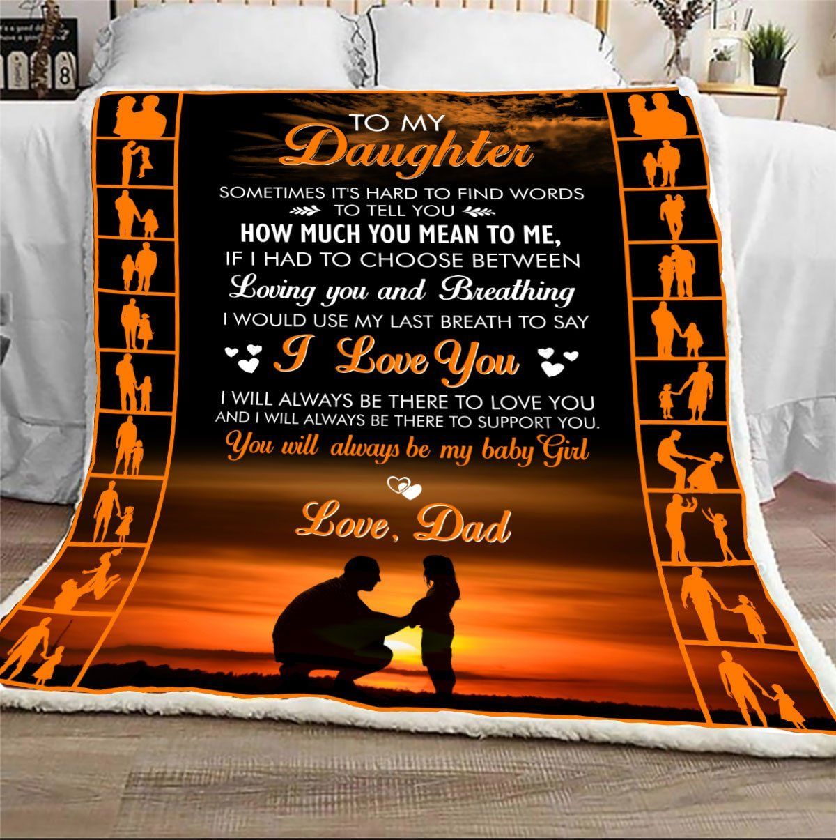 From Dad To My Daughter Sherpa Fleece Blanket
