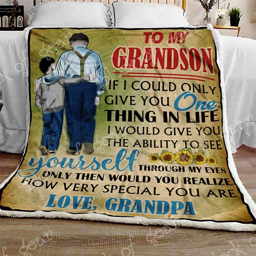From Grandpa To Grandson Sherpa Fleece Blanket