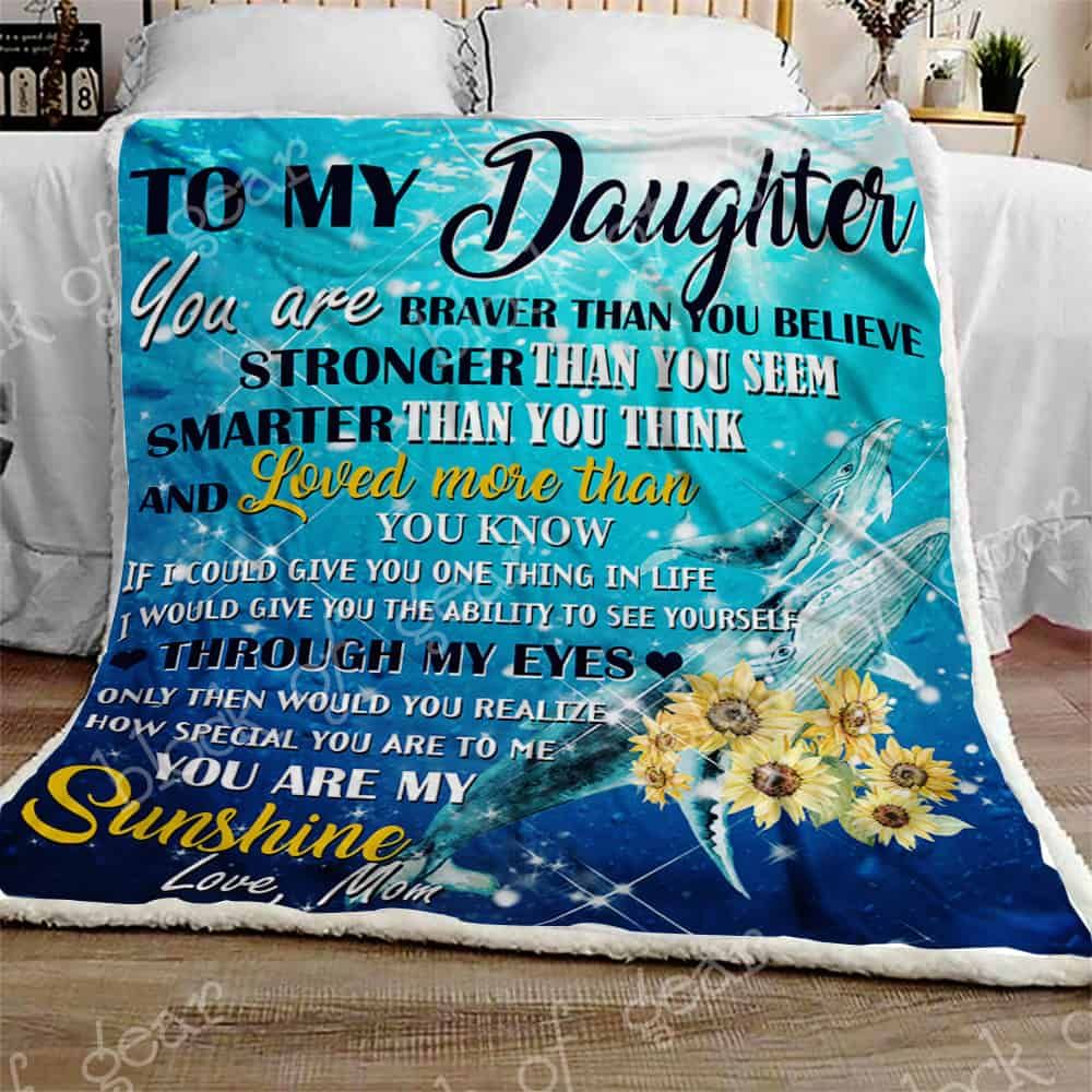 From Mom To Beloved Daughter Sherpa Fleece Blanket