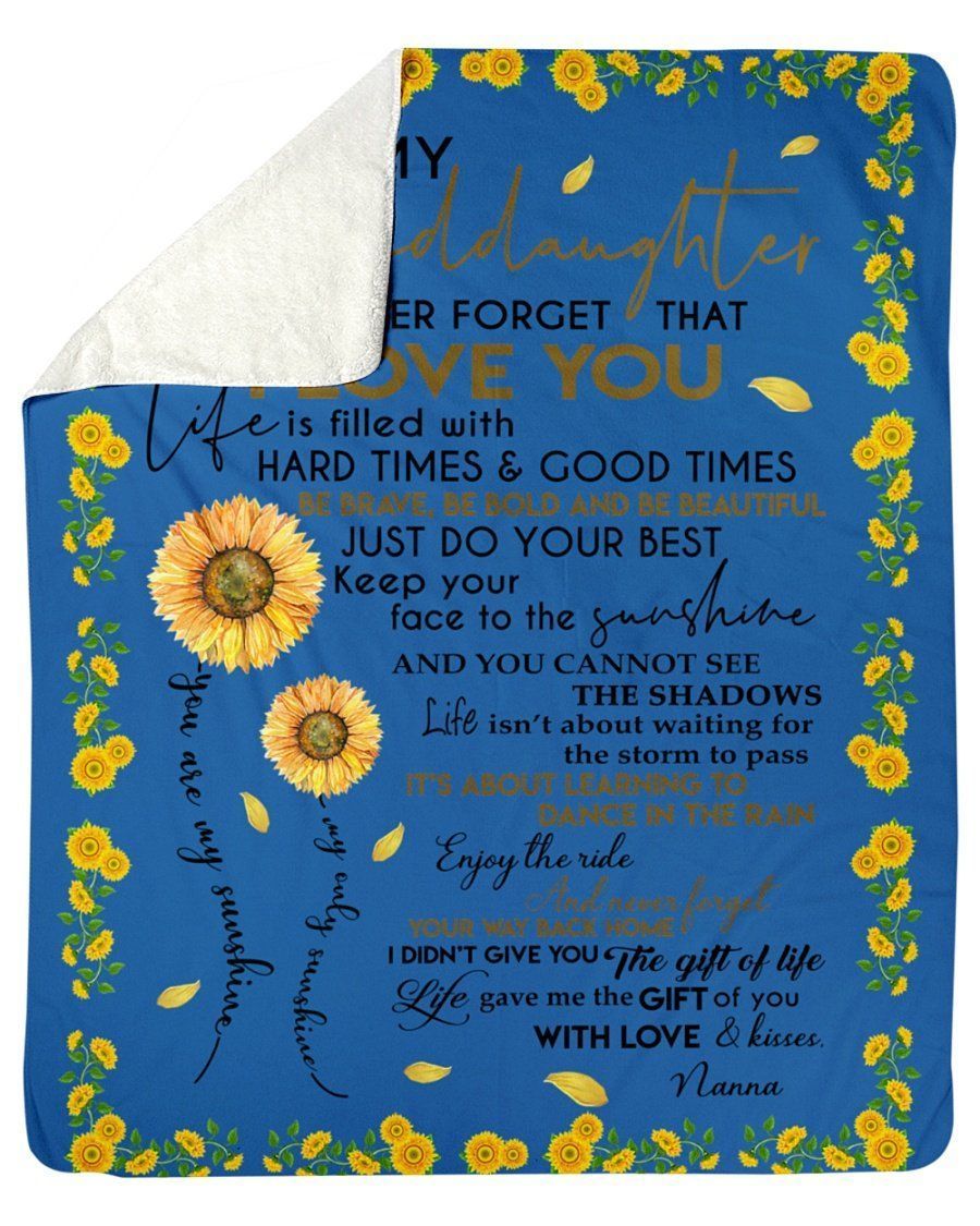 From Nana With Lovely Words For Granddaughter Who Loves Sunflower Fleece Blanket