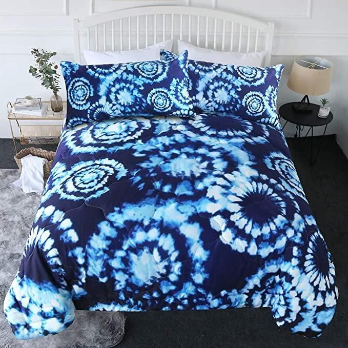 Frost Rings Dark Blue Bedding Set