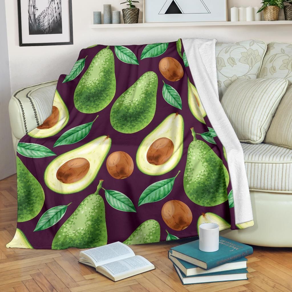 Fruit Avocado Pattern Print Design Fleece Blanket