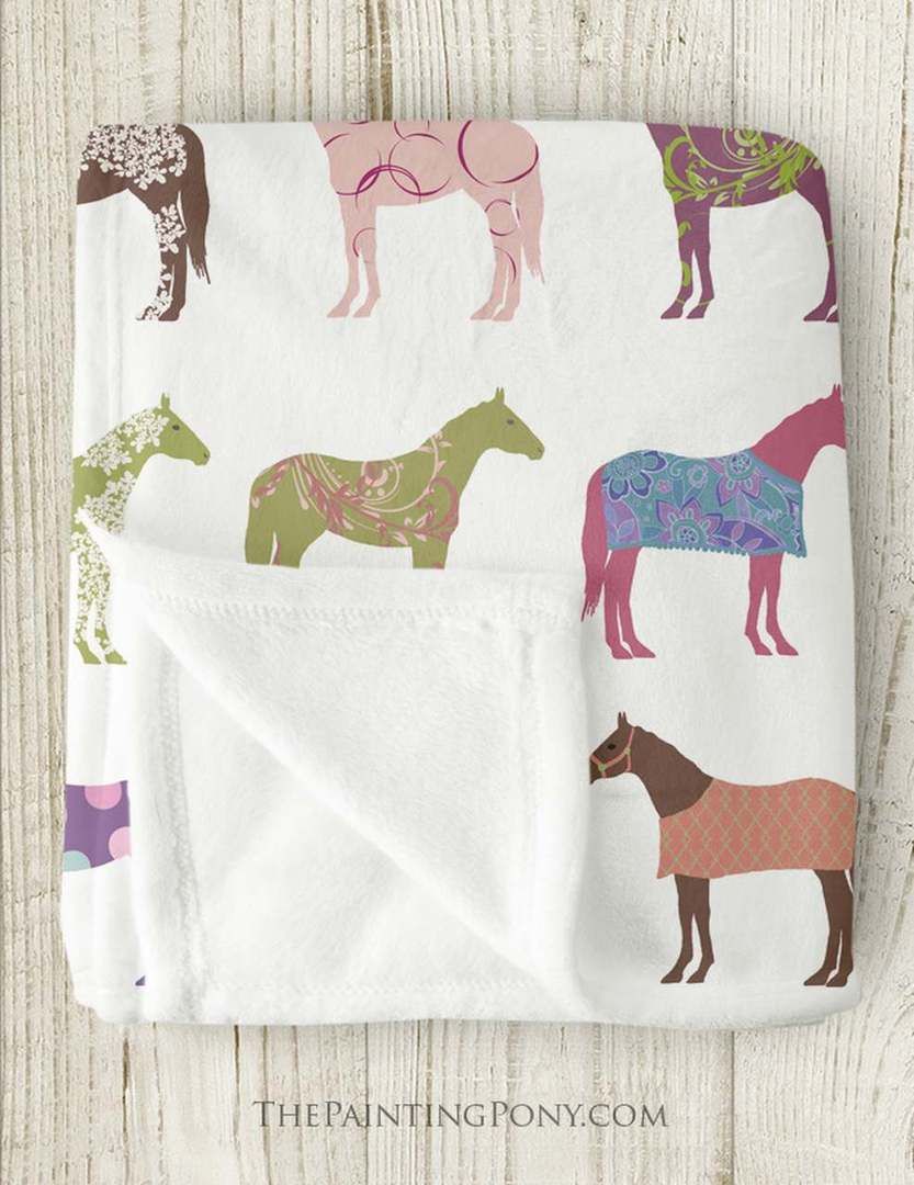 Fun Horse Pattern Sherpa Fleece Blanket