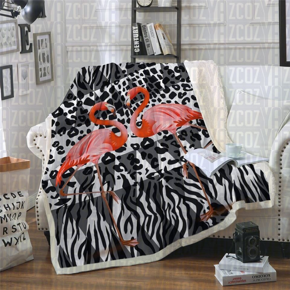 Funky Flamingo Sherpa Fleece Blanket