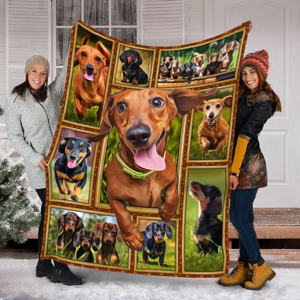 Funny 3d Dachshund Sherpa Fleece Blanket